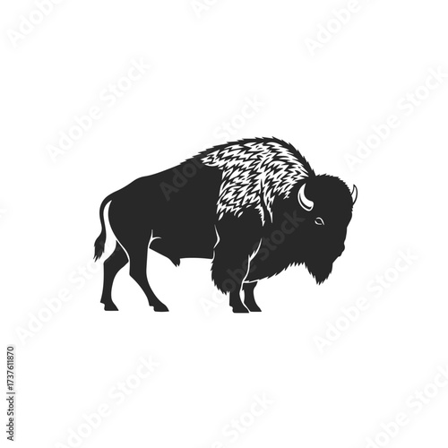 Silhouette of a Majestic Bison Standing Proudly.