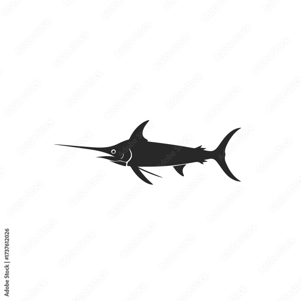 Fototapeta premium Silhouette of a Swordfish in Profile.