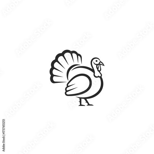 Stylized Black Outline Turkey Bird Icon