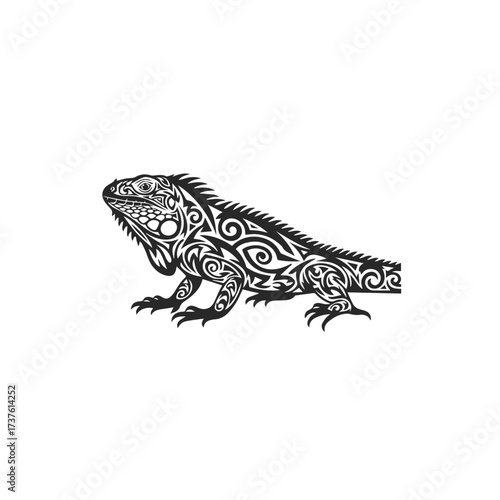 Tribal Tattoo Style Iguana Illustration