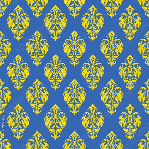 Deep blue backdrop accented by vivid yellow elements in a precise, orderly arrangement, delivering a sense of luxury and energy through bold color contrast.