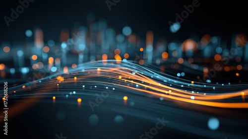 Abstract data stream visualizing predictive analytics and AI technology