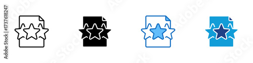 Star Rating Multiple Style Icon Design Vector - Paper with three stars, representing rating, feedback, or quality review