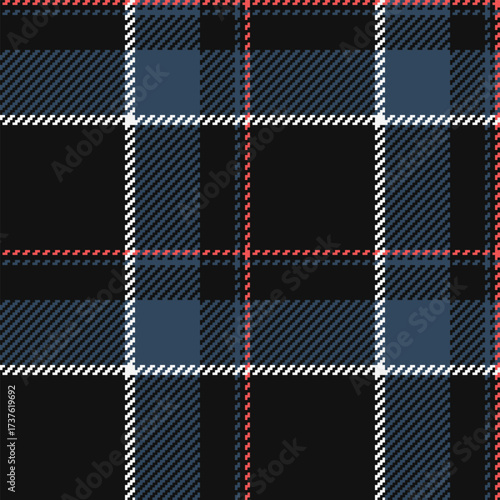 Structure fabric plaid background, feminine textile texture tartan. Bandana pattern vector check seamless in black and cyan colors.