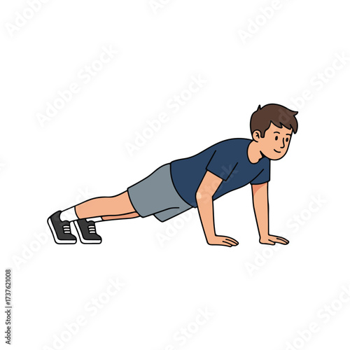 A teenager doing push-ups earnestly.