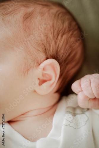 newborn baby photography close-up foot head and ear