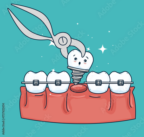 Teeth medicine treatment with orthodontist and prosthesis