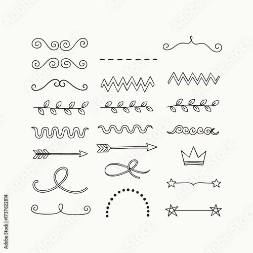 Abstract doodle style Decorative Dividers
