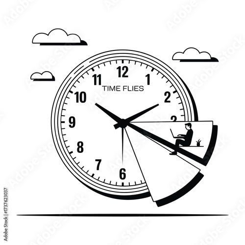 Clock with a slice removed representing time passing or lost
