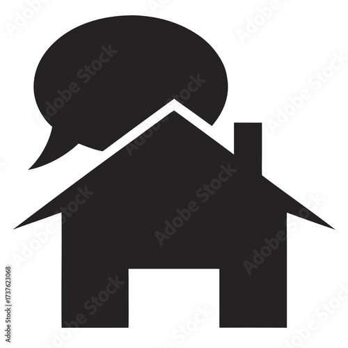 Black Silhouette of a House with Roof Design