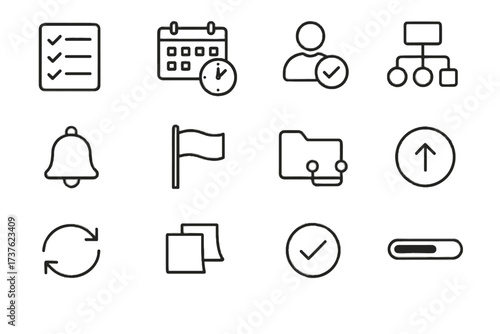 Icons task status icon notification vector notes sticky completed coordination arrows workflow