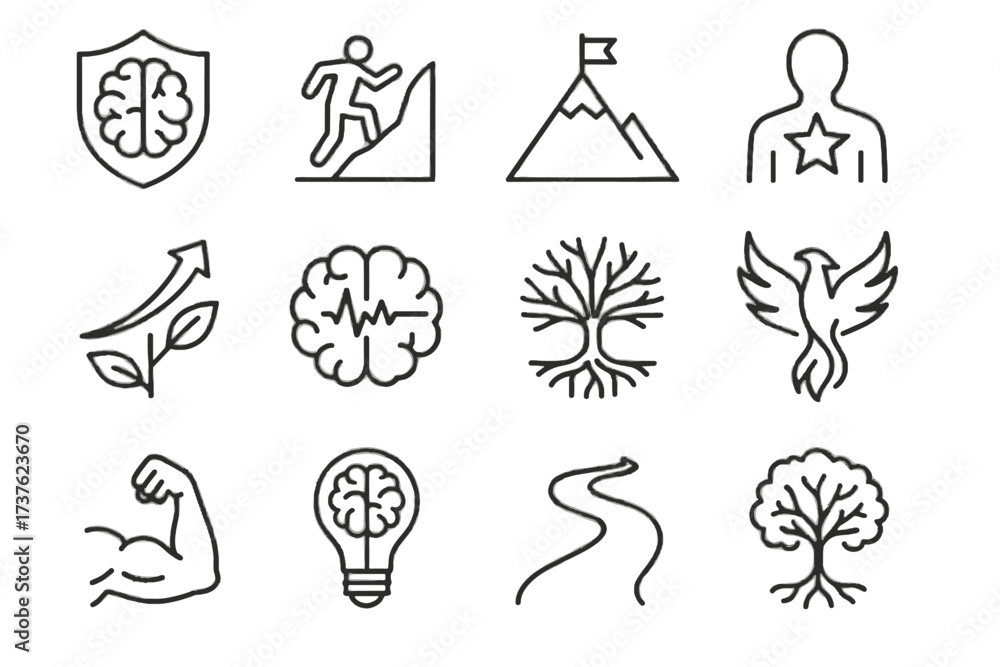 Fototapeta premium Star vector inner mountain mental strong icon icons phoenix resilience roots symbol