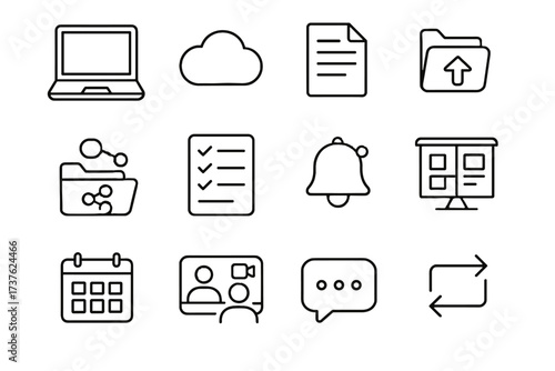 Digital upload arrows calendar file whiteboard notifications shared vector icon workspace icons