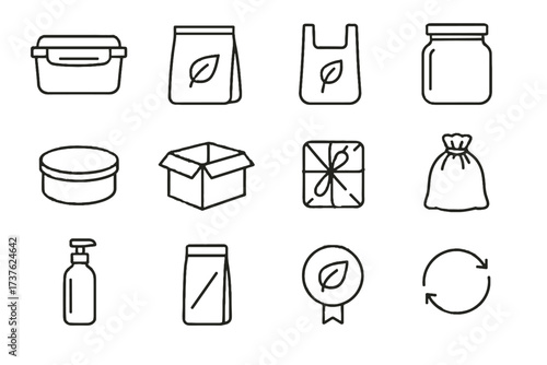 Wrap bag arrows waste minimal zero vector refillable packaging eco icon box