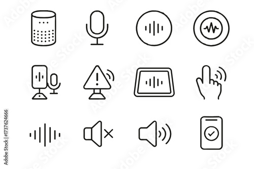 Vector icon icons assistant command speaker device voice smart control waves audio
