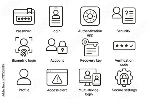 Vector icon verification login alert online security manager authentication profile lock code