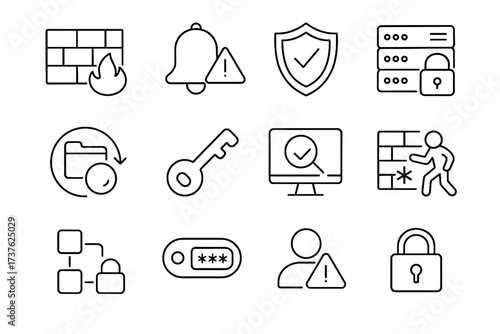 Vector token user encryption alert security firewall icon monitoring icons data shield