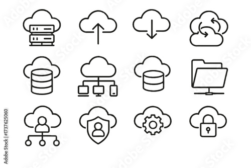 Icons connected vector icon secure storage backup connection server access upload network