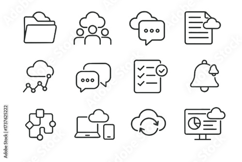 Cloud activity team icon icons notification vector document connected workflow collaboration task
