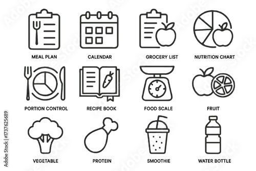 Icon protein calendar food fruit planning icons vector smoothie list chart diet