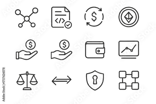 Balance decentralized crypto icons money flow icon token network vector finance lending