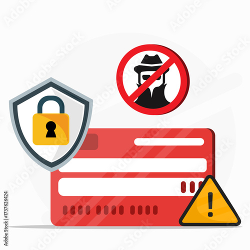 Credit card security and fraud prevention. Cyber protection for hacker.