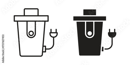 Garbage disposal icon art in black and white