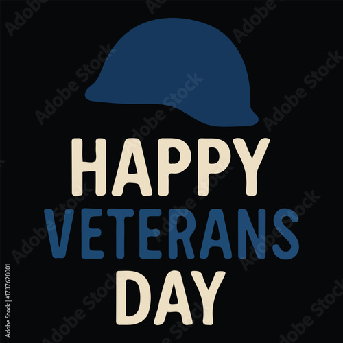 Happy Veterans Day calligraphic lettering. Handwritten script for USA holiday celebration. Vector typography design for greeting card or banner. American patriotic tribute text.