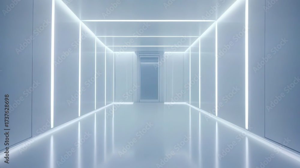Obraz premium Futuristic Server Room with Glowing Lines and HighTech Look