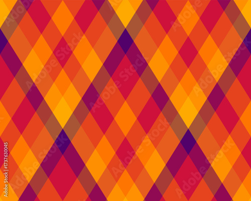 Argyle pattern of geometric rhombus. Harlequin check wallpaper design. Classic diamond shaped textile material for web background, print fabric clothing, sweater, wrapping paper, gift card, invitation