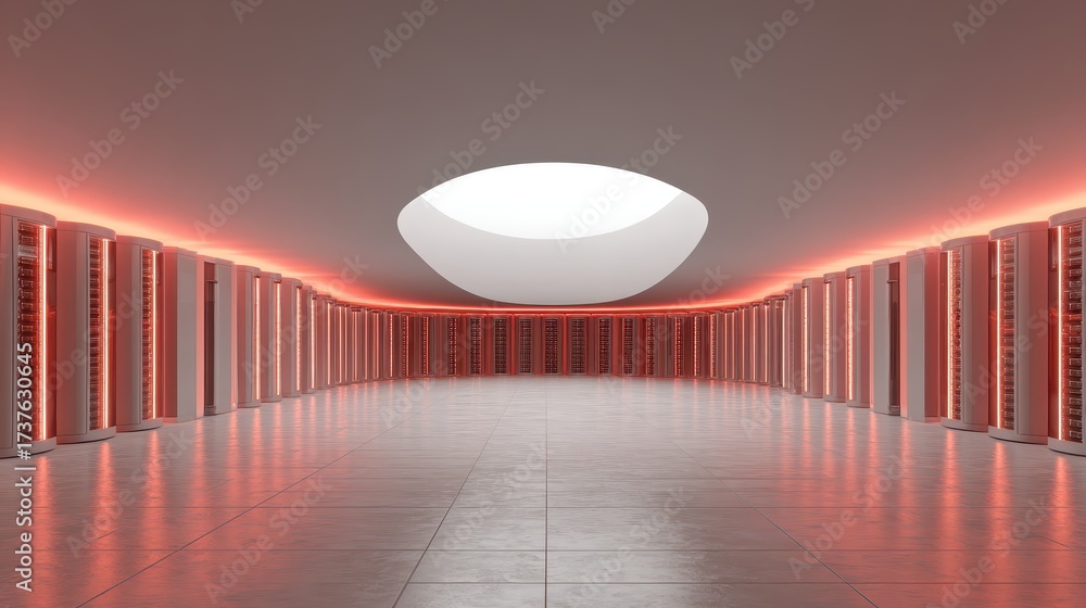 Obraz premium Modern interior design space with bright ceiling lighting