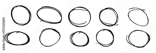 hand drawn scribble line circles and arrows doodle round vector illustration