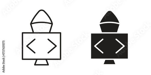 Hacker icon art in black and white