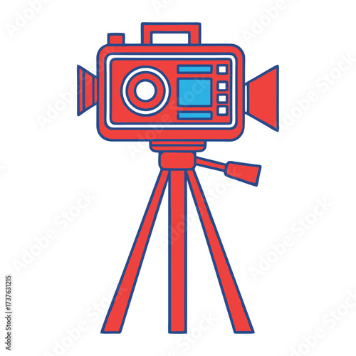 Retro style videography camera on tripod icon for creative media and content creation projects 