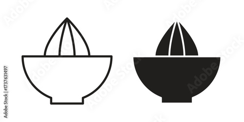 Hand Juicer icon art in black and white