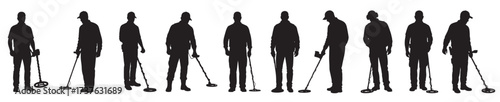 metal detector silhouette white background vector illustration