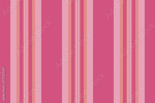 Isolation textile seamless lines, dye vector fabric pattern. Template background texture vertical stripe in pink and ivory colors.