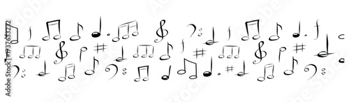 music note hand drawn sketch silhouette cute doodle melody vector illustration