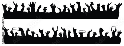 musical concert hands of people crowd silhouette vector