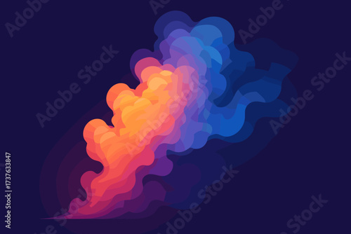 Luminous abstract burst gradient vector shapes dynamic smoke illustration spreading