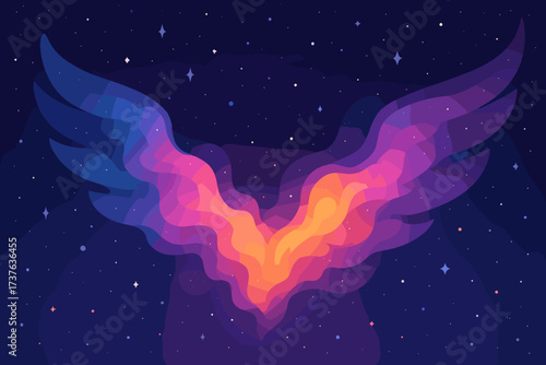 Like illustration vector galaxy spreading nebula glowing simple wings gradient colors cloud