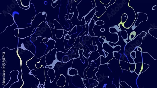 Abstract Fluid Line Background Animation with Blue and Neon Gradient on Dark Navy