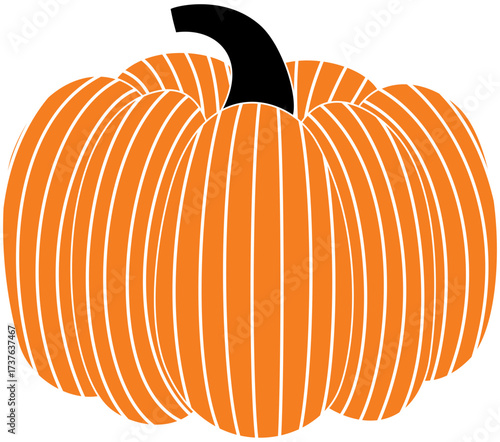 Striped Pumpkin Clipart – Bold Orange Fall Harvest Illustration for Halloween and Thanksgiving Designs