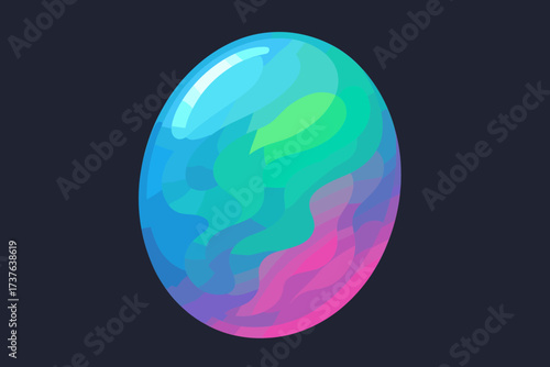 Pink gemstone reflections across gradient its green opal glowing layers illustration vector