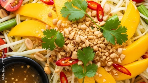 A fresh salad with a vibrant mix of ingredients.