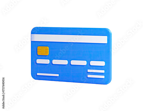 A cartoon-style blue credit card against a black background