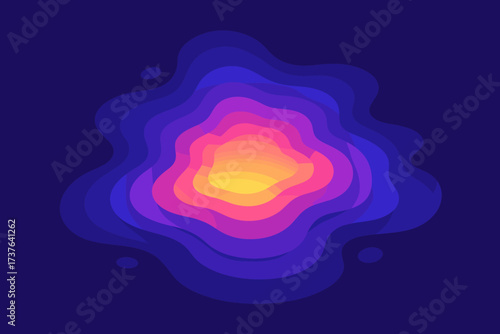 Spreading glowing outward shifting abstract layers illustration gradient fluid shape vector