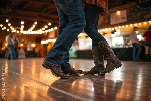 Couple Dancing On A Warm Nightclub Dance Floor With Boots And Social Vibe

