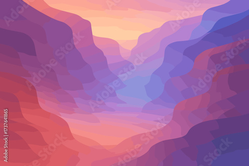 Glowing vector blending canyon mist soft illustration misty gradient hues covered