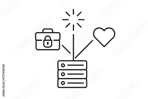 Central server connecting business security, innovative ideas, and emotional engagement